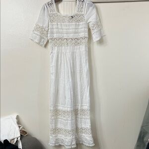 Topshop White Lace Long Sleeve Dress